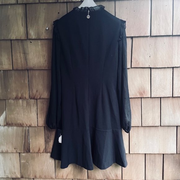 Tommy Hilfiger Keyhole Neckline Black Dress Chiffon Sleeves Ruffle Bottom 10 - Picture 8 of 11
